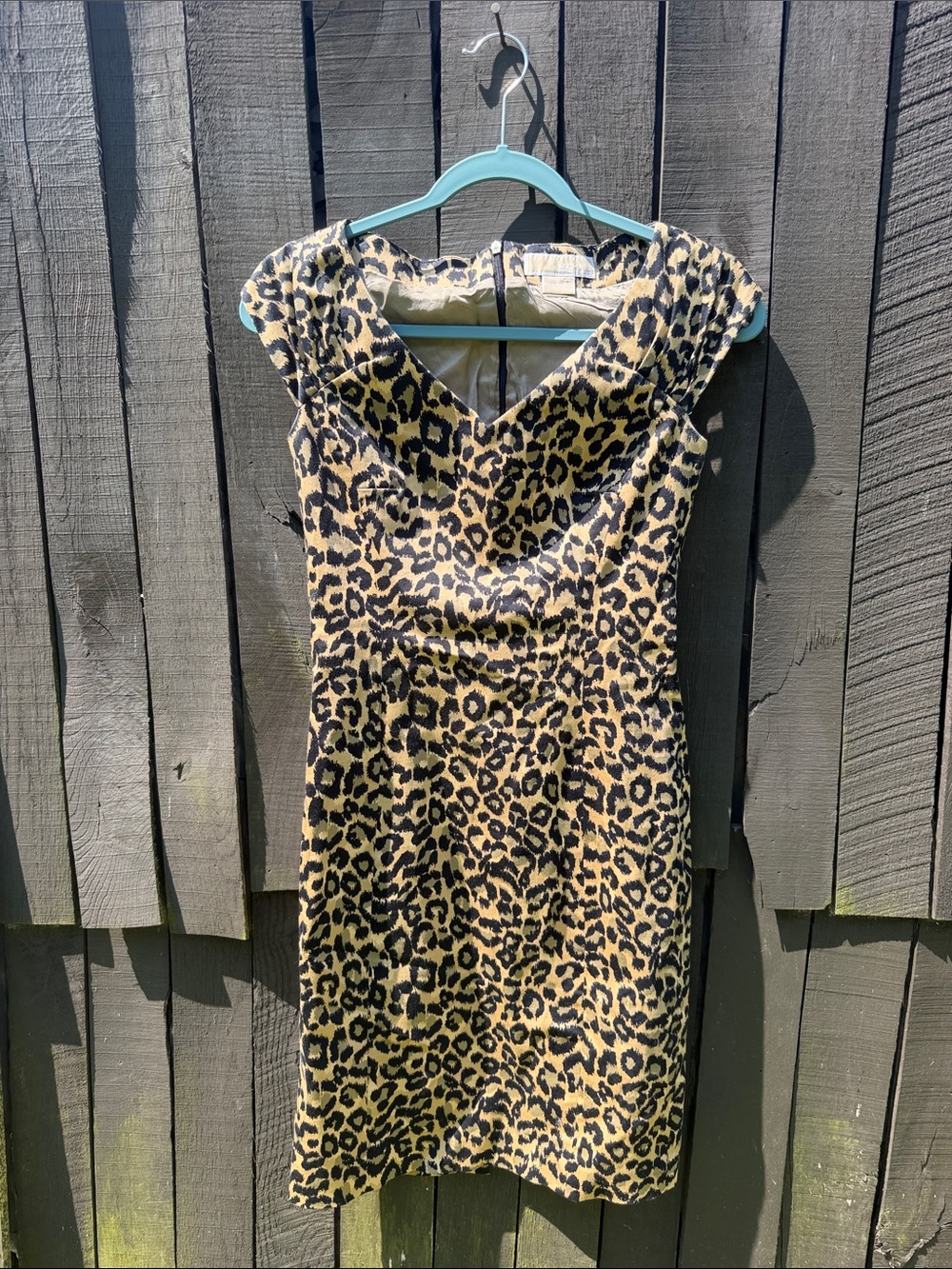 MICHAEL Michael Kors Black and Gold Leopard-Print Midi Dress